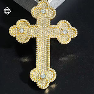 Personalizado hombres Hiphop Moissanite Iced Cruz colgante collar moda cristiana joyería oro plata cadena accesorio diamante - Product Image 3