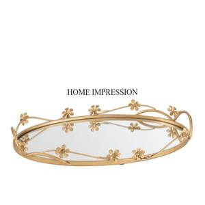 ถาดเสิร์ฟทรงรีชุบทองเกรดสูงทำจากโลหะทนทานทนทานพร้อมด้ามจับดีไซน์เฉพาะ - Product Image 2