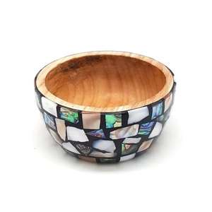 Cuenco de servicio de madera con estampado de esmalte multicolor, plato de ensaladera personalizado más vendido - Product Image 2