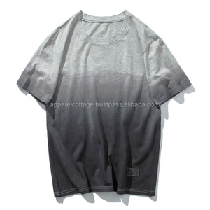 Camiseta de dos tonos con tinte de corbata de talla grande de alta calidad, logotipo personalizado bordado, 100% algodón, informal, Hip Hop, camiseta Unisex para hombre, camisetas sólidas - Product Image 3