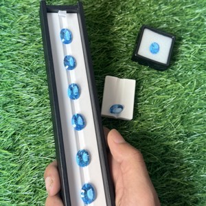 Forme ovale coupe concave topaz8.50 carat suisse bleu pierre précieuse en vrac pour la fabrication de bijoux pendentif bague - Product Image 3