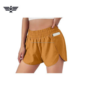 Shorts Deportivos Transpirables de Cintura Alta para Mujer, Diseño Personalizado OEM, con Bolsillo para Teléfono, Ligeros, de Secado Rápido, de Algodón/Fibra de Bambú - Product Image 4