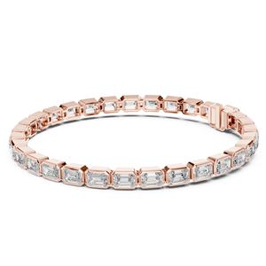 Bracelet tennis pour femme en or jaune blanc massif 14 carats plaqué rhodium, diamant taille émeraude naturel, serti clos, diamant certifié IGI - Product Image 1