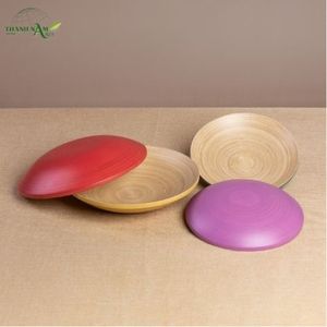 Plateau en bambou tressé laqué artisanal Eclipse - Portable, durable, écologique, pour la maison, durable, moderne, décoratif - Product Image 1