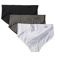 Culotte Hipster Unie Taille Moyenne pour Femme, Fermeture Facile en V avec Crochets et Boucles, en Coton Tricoté et Spandex, Écologique et Respirante, OEM