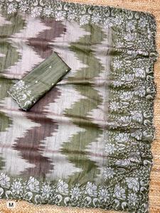 ผ้าไหมทัสเซอร์ลายชาติพันธุ์แบบใหม่ล่าสุด พร้อมขอบปักลายสวยงาม มีสินค้าในสต็อก เหมาะสำหรับงานแต่งงาน ผู้หญิงอินเดีย - Product Image 3