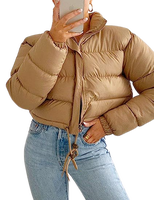 Blouson court matelassé réversible pour femme, imperméable, en molleton tricoté, avec fermeture éclair, rembourré en coton, personnalisable avec logo, nouvelle mode