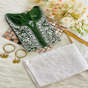 Seda modal Chikankari de trabajo de espejo de calidad superior del exportador del proveedor indio para desgaste del banquete de boda disponible en el precio al por mayor - Product Image 5