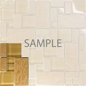 Patrón de mezcla de azulejos de mosaico de vidrio de piedra marrón para salpicaduras de cocina o grifo de Spa - Product Image 1