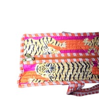 Sac fourre-tout matelassé en coton imprimé à la main motif tigre, avec fermeture éclair, grand sac à bandoulière unisexe, 100% coton, écologique