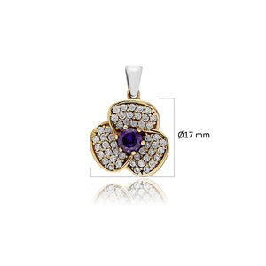 Amatista CZ piedra otomana auténtico diseño de flores colgante de plata al por mayor turco hecho a mano Grandbazaar joyería - Product Image 2