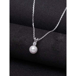 NOVAMART Fine Classic Pearl Pendant with 925 <b>Sterling</b> <b>Silver</b> <b>Chain</b> Gift <b>for</b> <b>Women</b> and Girls Necklaces Wholesale Export - Product Image 2