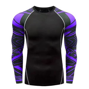 Rashguard OEM ODM Rash Guard pour hommes imprimé par sublimation Rash Guard pour la salle de sport, le surf, la plongée Rashguard Compression Shirts MMA - Product Image 1