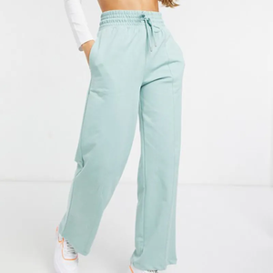 Pantalon de jogging pour femme, confortable, à jambes larges, style streetwear, hiver, devant plat, extensible, fitness, logo personnalisé, taille haute, pantalon de survêtement - Product Image 5