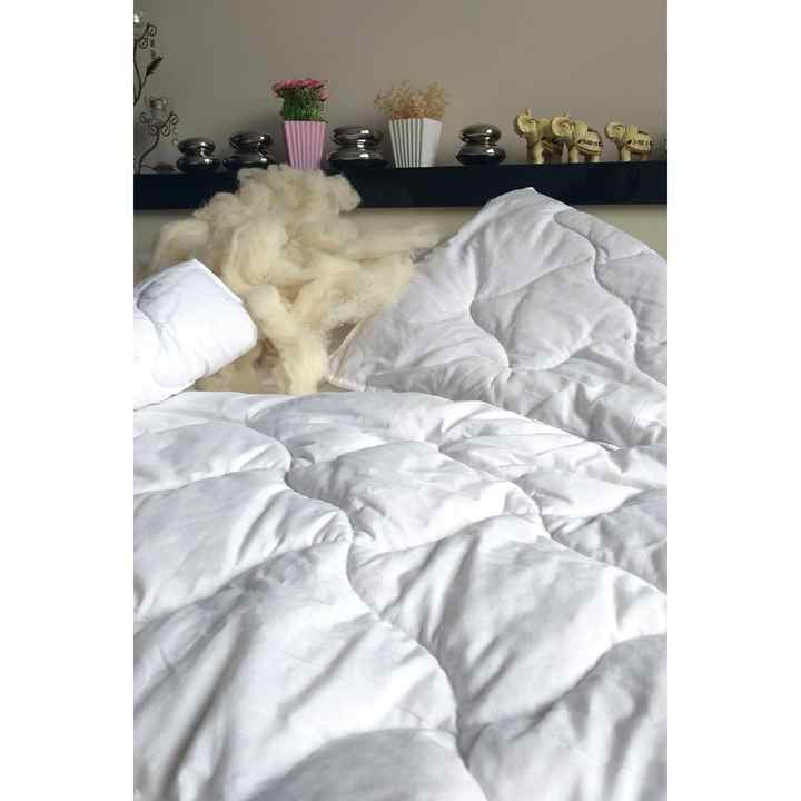 4 Kg Natural Genuine Wool Quilt Double 195x215 Luxury Ranforce Fabric (WHITE)