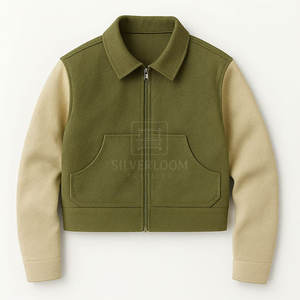 Veste polaire personnalisée 300GSM | Veste décontractée pour femme avec manches beiges | Logo personnalisé OEM ODM disponible - Product Image 2