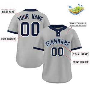 Maillots de baseball brodés à deux boutons imprimés sublimés par conception personnalisée OEM avec logos en sergé et vêtements d'équipe durables - Product Image 2