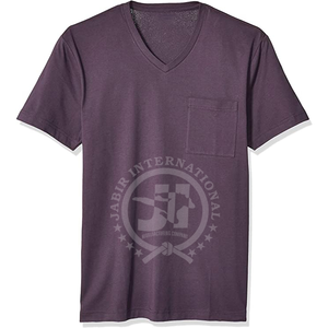 Camiseta sólida con cuello en V para hombre, camisetas lisas de alta calidad con estampado personalizado para hombre, Camiseta básica, ropa de gimnasio con cuello en V para hombre, OEM - Product Image 3