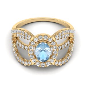 Anillo REYES con Gema de Aguamarina Natural Brillante en Plata de Ley 925, Certificado GRA, Anillos Halo con Moissanita VVS para Mujer - Product Image 6