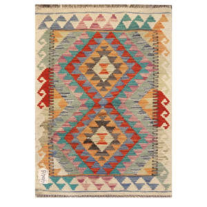 Alfombra Kilim de Maimana, Afganistán, 86 x 61 cm, Decoración de Pared - Product Image 1
