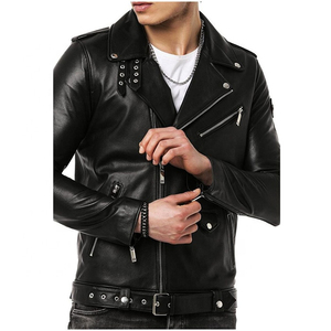 Vente en gros de veste en cuir de motard tendance nouveau design pour hommes en cuir véritable et vêtements décontractés mode hiver commande en gros - Product Image 5