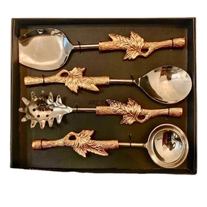 Venta al por mayor Metal alto pulido espejo lujo Hotel Ware cubiertos europeo plata y oro antiguo juego de cubiertos - Product Image 5