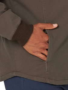 Chaqueta de lona para hombre, talla grande, de invierno, acolchada, con capucha, forro de sherpa, cuello mandarín, cierre de cremallera, resistente al viento y transpirable - Product Image 6