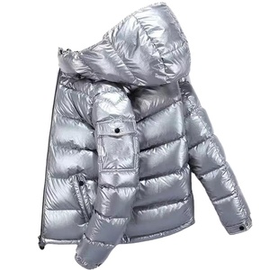 Veste matelassée rembourrée épaisse noire à capuche pour homme, coupe-vent, personnalisée par le fabricant, pour l'hiver, brillante, matelassée, 2026 - Product Image 5