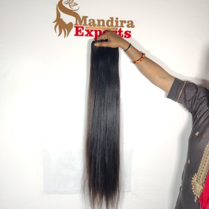 Extensiones de cabello humano de templo indio alineado con cutícula Remy natural de 100% estilos rectos de trama Genius negro virgen de 8-32 pulgadas - Product Image 6