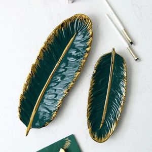 Beau plateau à feuilles dorées brillantes fabriqué à la main Direct Factory Home Decor Table Top Kitchen Ware - Product Image 5