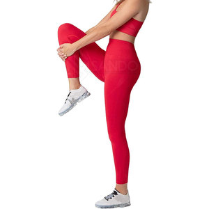 Vente directe d'usine de haute qualité ensemble de Yoga de gymnastique pour femmes motif solide grande taille fermeture à la taille élastique vêtements de sport sans couture - Product Image 2
