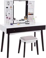 Waschtischset mit Spiegel regalen Makeup Organizer 3 Schubladen White Makeup Vanity Desk Schmink tisch