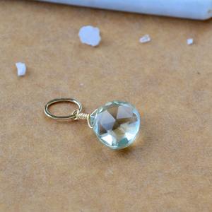 Colgante de Piedra Preciosa Facetada en Forma de Lágrima de Amatista Verde, Piedra Natural Verde Claro, Chapado en Oro Rosa, Joyería Artesanal - Product Image 3