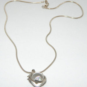 Collana di cavi in oro 14K con ciondolo di delfino di cristallo. 925 bianco Sterling argento rodiato scatola catena diamante pietra principale - Product Image 4