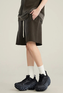 Verano Venta caliente Unisex Vintage lavado sudor pantalones cortos Draw String hombres ropa de calle en blanco Jogging ácido lavado Fitness Shorts - Product Image 3