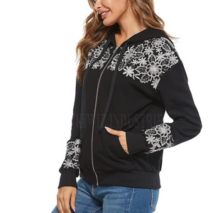 Top Fashion Sweats à capuche pour femmes avec broderie Sweat-shirt à quantité minimale de commande bas teint en coton et polyester de haute qualité - Product Image 3