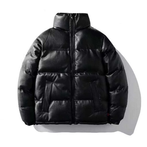 Abrigos de plumón personalizados de alta calidad para hombre, ropa de hombre, chaqueta de invierno Bomber de cuero Pu corto negro acolchado Vintage a la moda para hombre - Product Image 1