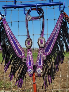 Dernière arrivée produits de courses de chevaux anglais en cuir de vache véritable de l'Inde Headstall de cheval et cuirasse avec franges - Product Image 2