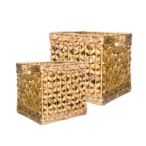 Cesta de jacinto de agua con patrón de flores decorativas con marco de hierro resistente, mejora la decoración de tu hogar, organizador de lavandería - Product Image 1