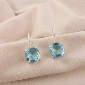 Pendientes de Plata de Ley con Topacio Azul Cielo, Joyería Bohemia con Piedra de Nacimiento de Diciembre, Elegante Regalo para Mujer - Product Image 1