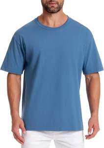 T-shirt à épaules tombantes 100% coton de haute qualité pour homme Tissu tricoté personnalisé - Product Image 2