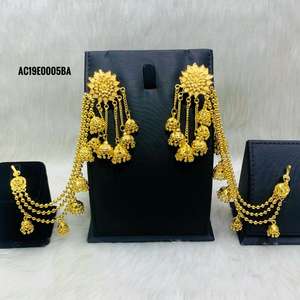 Women's Gold-Plated Brass Earrings Cute Flower-Shape Pattern <b>for</b> <b>Wedding</b> Engagement & Party - Product Image 1