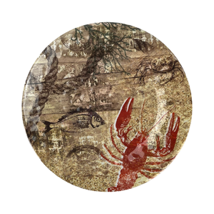 Placa de melamina redonda martillada barata segura con impresión de <span class=keywords><strong>mariscos</strong></span> personalizada de fábrica de 10,6 pulgadas - Product Image 1