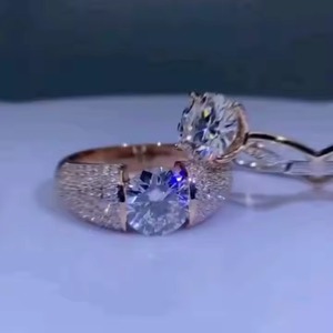 14K Rose Gold Unique <b>Ring</b> Original Moissanite Diamond Set Unique Anniversary and Engagement <b>Statement</b> Gift <b>for</b> Men and <b>Women</b> - Product Image 3