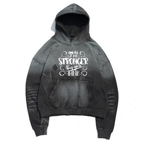 Sudaderas con Lavado Ácido Color Gris, Sudadera Extra Grande de Manga Larga con Logotipo Serigrafiado, Sudaderas con Lavado Ácido Desgastado para Invierno - Product Image 1