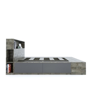 Cama de Pared King-Size Moderna y Minimalista con Cajones de Almacenamiento, Decorativa GN68035, Madera de Caucho Sólido y Roble para Uso Doméstico - Product Image 4