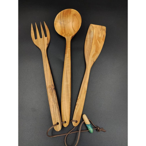 Ensemble de couverts en bois pur avec finition naturelle, adapté aux dîners élégants et aux tables de desserts de mariage, fabriqué à la main en Inde - Product Image 3
