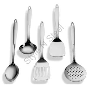 Premium 5 pièces ensemble écologique en acier inoxydable cuisine ustensiles de cuisine de haute qualité classique Design élégant miroir maison cuisine - Product Image 2