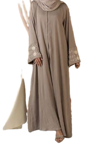 Ensemble islamique gris modeste de la meilleure qualité avec col haut et manches longues, parfait pour les saisons de transition et les looks superposés à vendre - Product Image 3