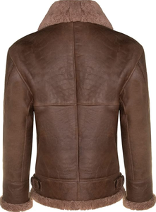 Wholesale Customizable Vintage Shearling Winter Esprit Men's Leather Jacket Warm <b>Faux</b> <b>Fur</b> Zipper Cowhide Plain Dyed Real Leather - Product Image 6